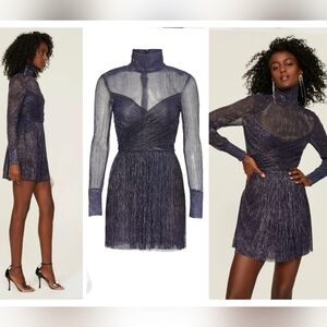 Sabina Musayev Metallic Long Sleeve Adriana Dress